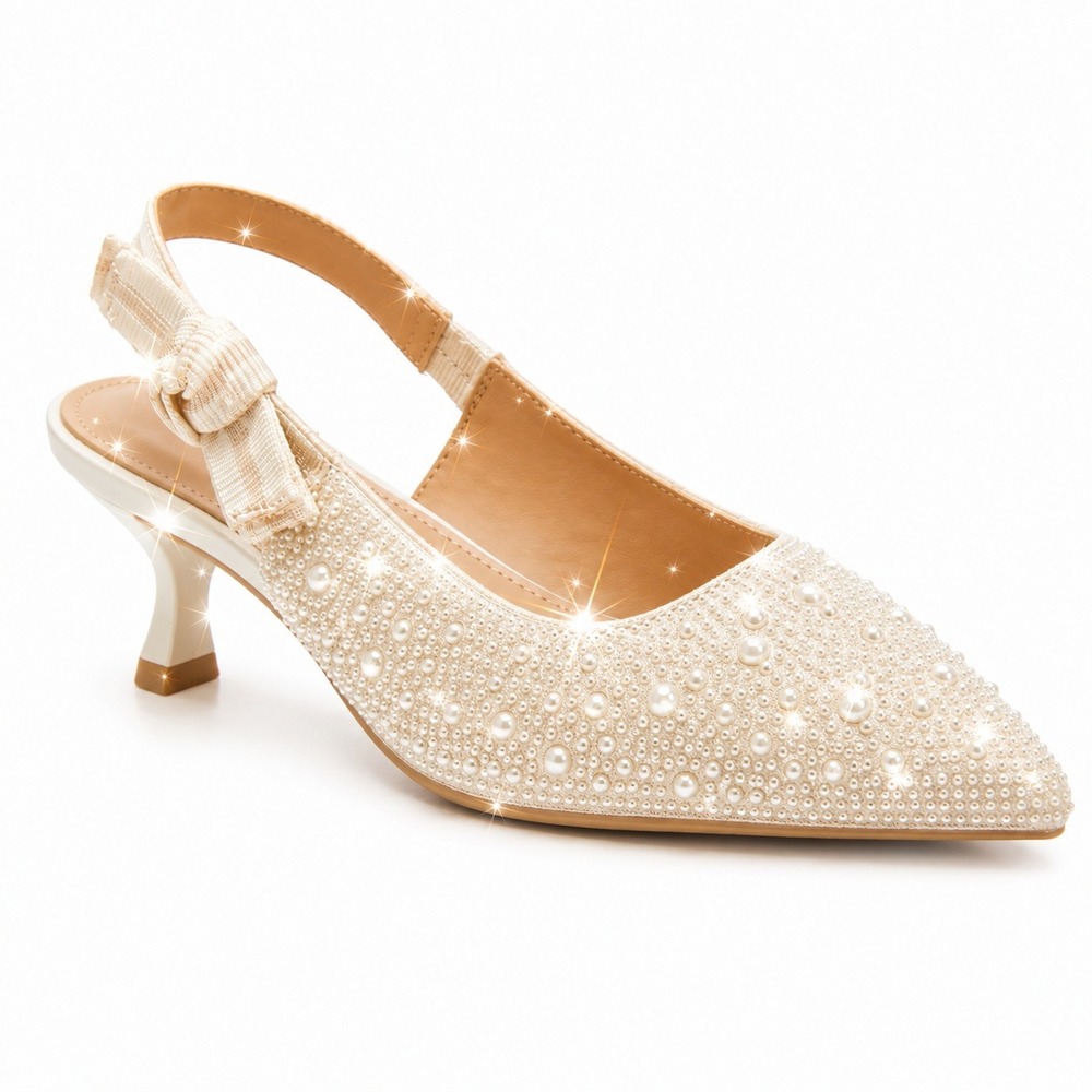 Women's Slingback Heels by A New Day Milan Pearl Ivory Size 9 New With Tags